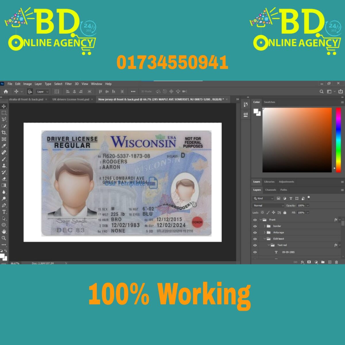 BD Online Agency WhatsApp-Image-2021-11-11-at-12.19.20-PM Wisconsin USA Driver License PSD Template  